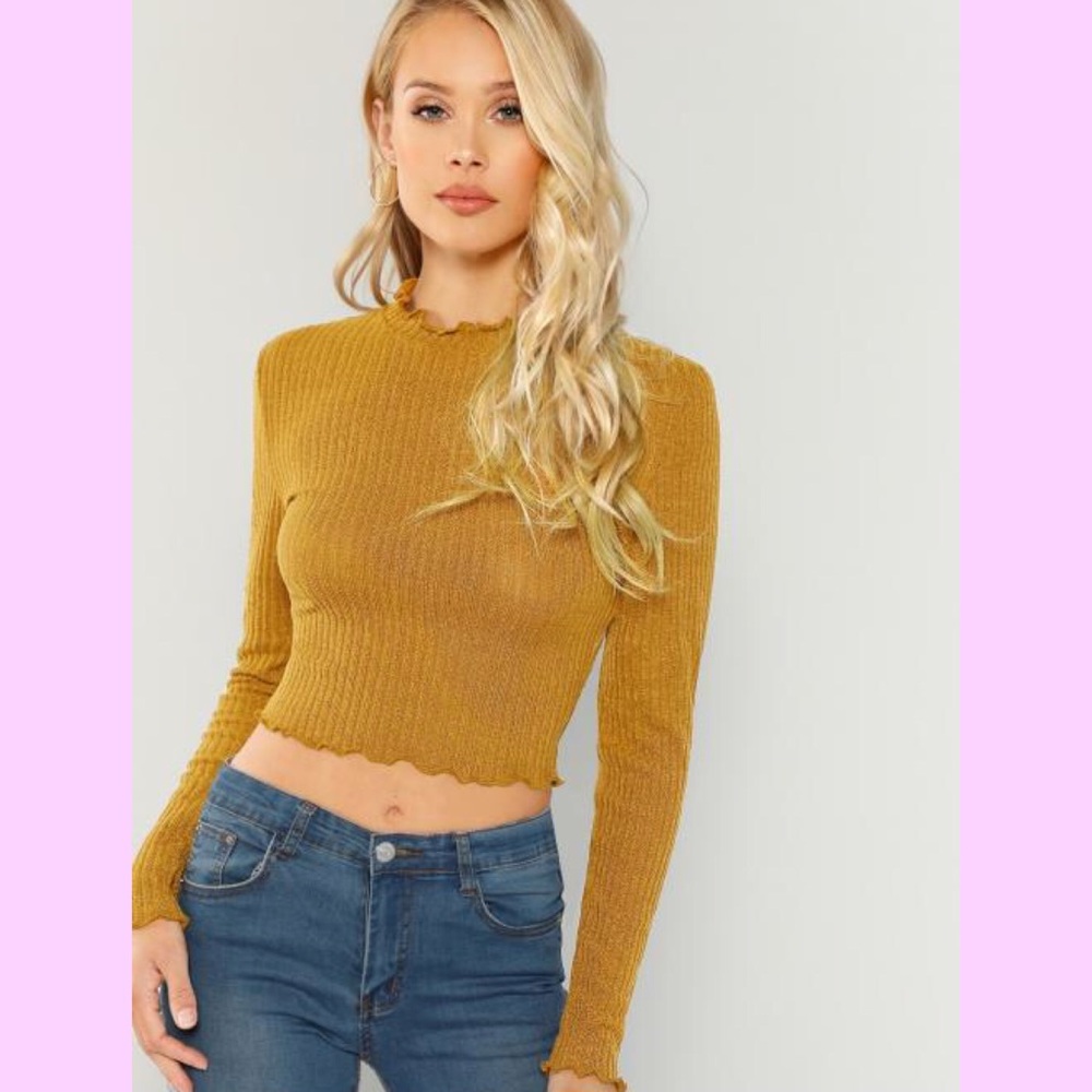Yellow lettuce trim long sleeve